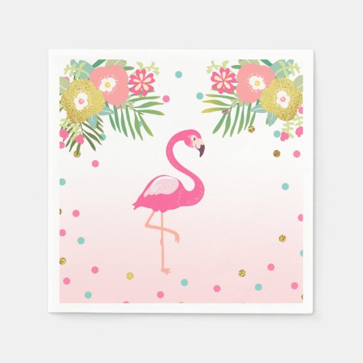 Tropische Aloha Flamingo Papier Servetten Verjaard (Voorkant)