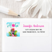 Tropische Aloha Flamingo retouradres Etiket (Insitu)
