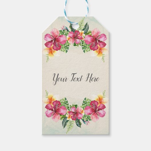 Tropische Aloha Flowers Floral Botanical Wedding Cadeaulabel (Voorkant)