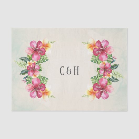 Tropische Aloha Flowers Floral Botanical Wedding Tissuepapier (Voorkant)