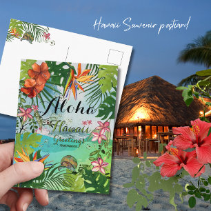 Tropische Aloha Hawaiaanse Aquarel Handgeschilderd Briefkaart