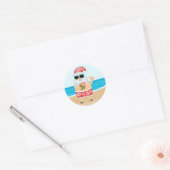 Tropische Aloha Hawaiaanse Kerstman Strand Ronde Sticker (Envelop)