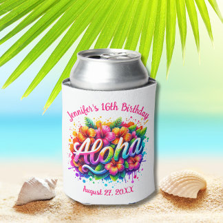 Tropische Aloha Hawaiiaanse verjaardag Luau Party Blikjeskoeler