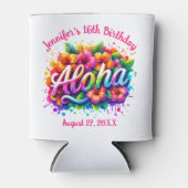 Tropische Aloha Hawaiiaanse verjaardag Luau Party  Blikjeskoeler (Voorkant)