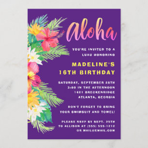 Tropische Aloha Hawaiian Luau Birthday Party Kaart