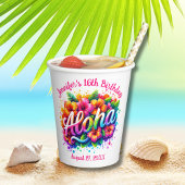 Tropische Aloha Hawaiian Verjaardag Luau Papieren Bekers
