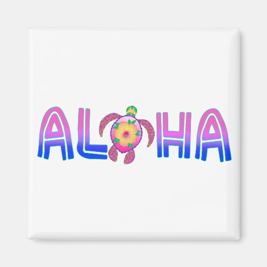 Tropische Aloha Hawaiian Zee Turtle Magneet (Voorkant)