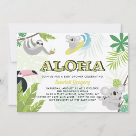 Tropische Aloha Koala Baby Shower Uitnodiging