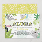 Tropische Aloha Koala Baby Shower Uitnodiging (Voorkant / Achterkant)