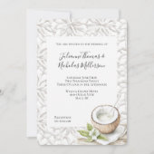 Tropische Aloha Kokosnoot Bloem Huwelijk Kaart (Voorkant)