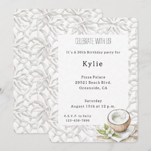 Tropische Aloha Kokosnoot Bloem Verjaardag Kaart (Voorkant / Achterkant)