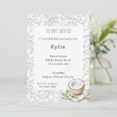 Tropische Aloha Kokosnoot Bloem Verjaardag Kaart (Staand voorkant)