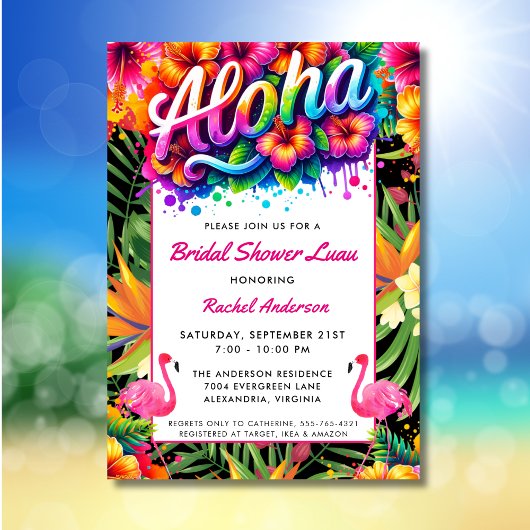 Tropische Aloha Luau Bruidsfeest Kaart