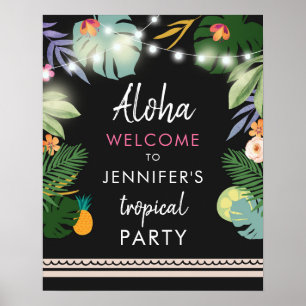 Tropische Aloha Luau Hawaiian Party Welkomstbord Poster