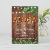 Tropische Aloha Rustic Birthday Uitnodiging (Staand voorkant)