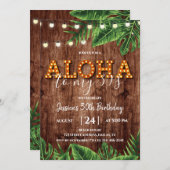 Tropische Aloha Rustic Birthday Uitnodiging (Voorkant / Achterkant)