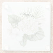 Tropische Aloha Strand Hydrangea Bloemen Bruiloft Glazen Onderzetter (Achterkant)