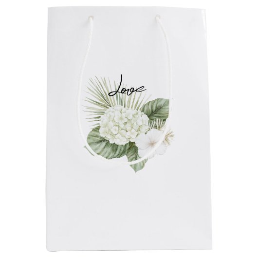 Tropische Aloha Strand Hydrangea Bloemige Bruiloft Medium Cadeauzakje (Voorkant)