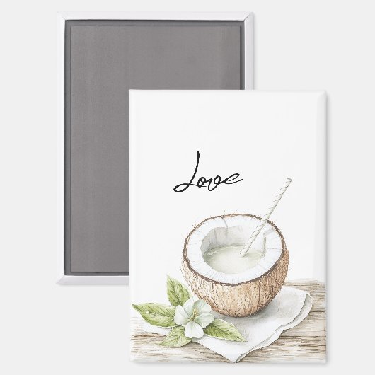 Tropische Aloha-strand kokosnoot bloemige bruiloft Magneet (Voorkant / Achterkant)