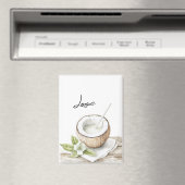 Tropische Aloha-strand kokosnoot bloemige bruiloft Magneet (Insitu (Vaatwasser))