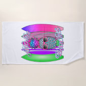 Tropische Aloha strandt vun Surfende ananas Strandlaken (Voorkant)