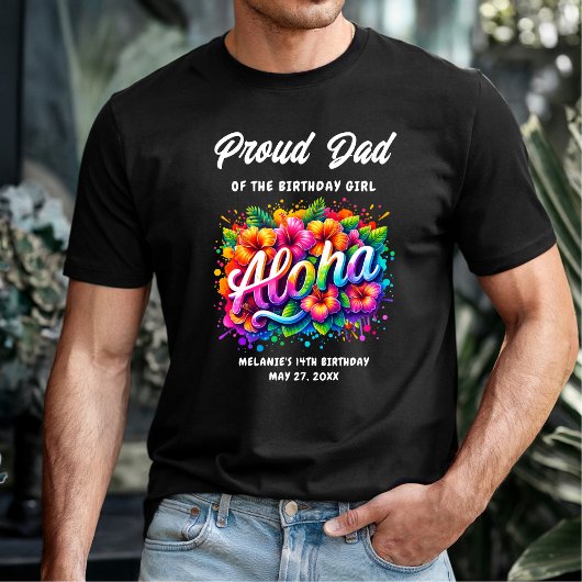 Tropische Aloha Trotse papa van de jarige T-shirt