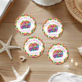 Tropische Aloha Verjaardag Luau Ronde Sticker