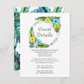 Tropische Aloha Zomer Strand Bruiloft Gast Details Informatiekaartje (Voorkant / Achterkant)