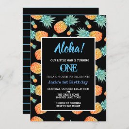 Tropische anananas 1e jongen verjaardag kaart