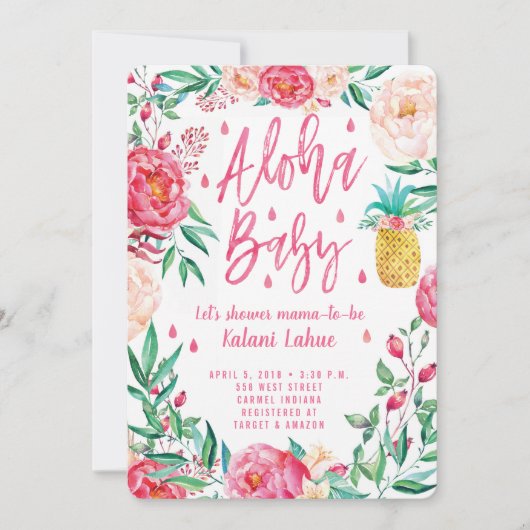 Tropische anananas Aloha Baby shower Kaart (Voorkant)