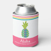 Tropische anananas Aloha Beach House Luau Pink Blikjeskoeler (Blikje Voorkant)