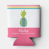 Tropische anananas Aloha Beach House Luau Pink Blikjeskoeler (Achterkant)