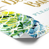 Tropische anananas Beach Party Dessert Bar Sign Poster (Hoek)