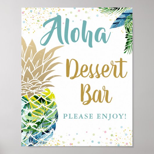 Tropische anananas Beach Party Dessert Bar Sign Poster (Voorkant)