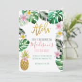 Tropische anananas Birthday Invitation Kaart (Staand voorkant)