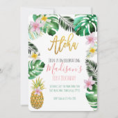 Tropische anananas Birthday Invitation Kaart (Voorkant)