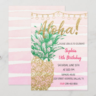Tropische anananas Birthday Invitation Kaart