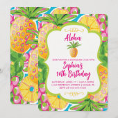 Tropische anananas Birthday Invitation Kaart (Voorkant / Achterkant)