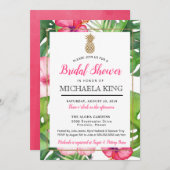 Tropische anananas Bridal Shower Invitation, White Kaart (Voorkant / Achterkant)