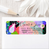 Tropische anananas Bright Flowers Return Address Etiket (Insitu)