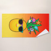 Tropische anananas-Cartoon met schaduwen Badhanddoek (Badhanddoek)