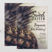 Tropische anananas Elegant Beach Sweet 16 Party Kaart (Voorkant / Achterkant)