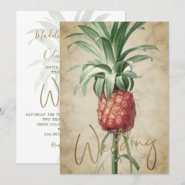 Tropische anananas Elegant Modern Gold Wedding Kaart