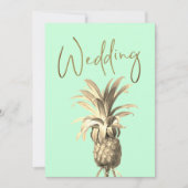 Tropische anananas Elegant Modern Gold Wedding Kaart (Voorkant)