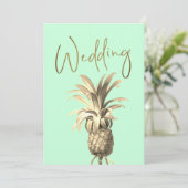 Tropische anananas Elegant Modern Gold Wedding Kaart (Staand voorkant)