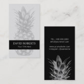 Tropische anananas Elegant Silver Black Striped Visitekaartje (Voorkant / Achterkant)