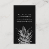 Tropische anananas Elegant Silver Black Striped Visitekaartje (Achterkant)