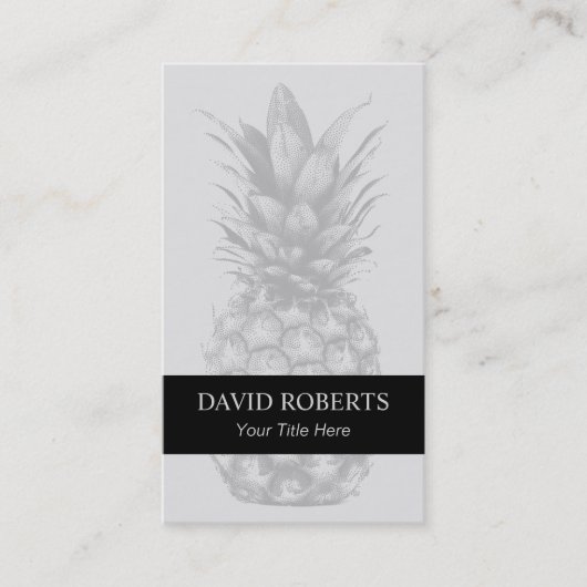 Tropische anananas Elegant Silver Black Striped Visitekaartje (Voorkant)