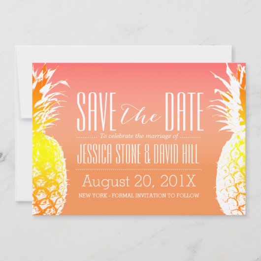 Tropische anananas Elegant Wedding Save the Date (Voorkant)