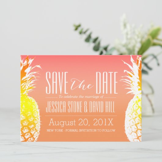 Tropische anananas Elegant Wedding Save the Date (Staand voorkant)